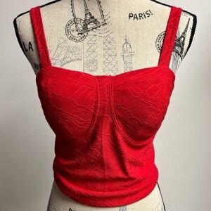 Cropped Red Bustier Tank Top